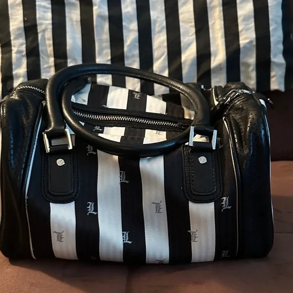 Black and White Striped LAMB Bag - Picture 3 of 4